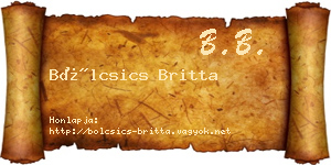Bölcsics Britta névjegykártya